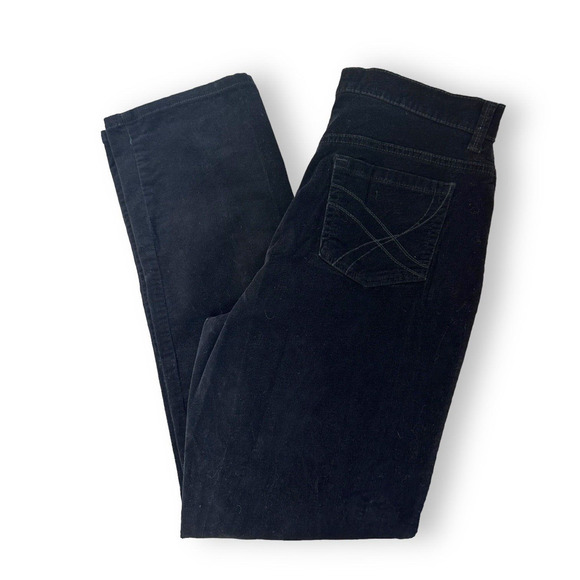 Y2K Gloria Vanderbilt Corduroy Pant Jeans Sz 14 Black Straight Leg High Rise - Picture 14 of 16